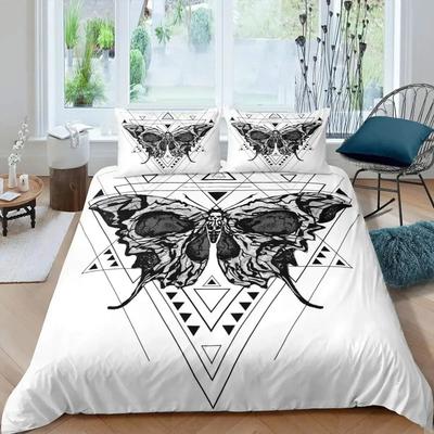Death Butterfly Gothic Skull Duvet Cover Set Butterflies Skeleton Halloween Bedding Sets Ombre Hippie Comforter Cover King Size