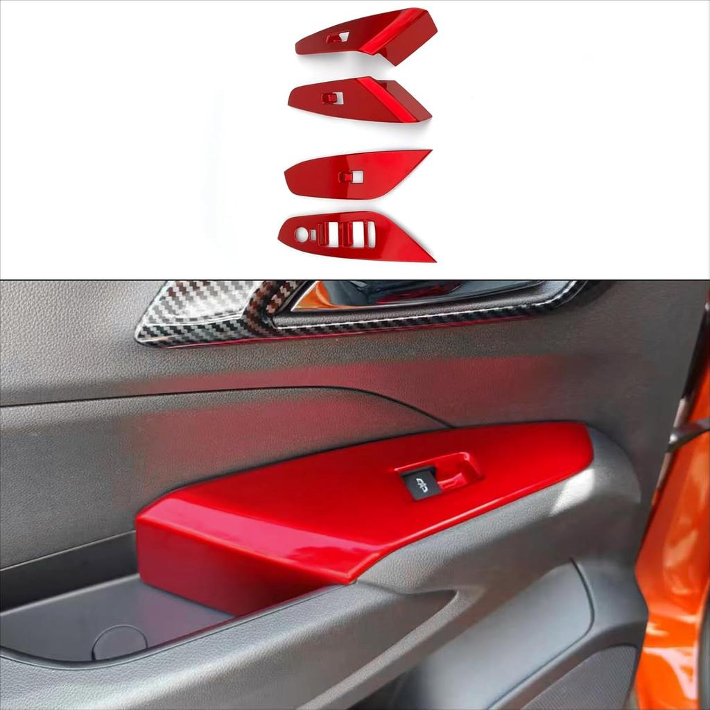 YOUTOOCAR 4PCS Window Control Panel Covers Compatible with Chevy Trax 2024-2026 Accessories (Red)