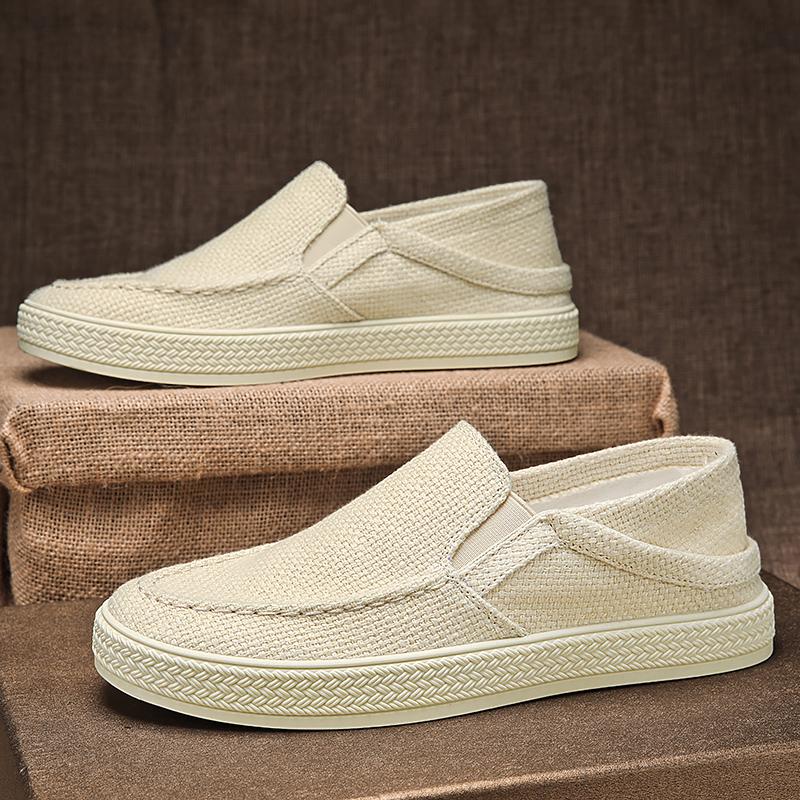 Canvas summer new breathable black cloth shoes lazy driving soft-soled Doudou trendy shoes