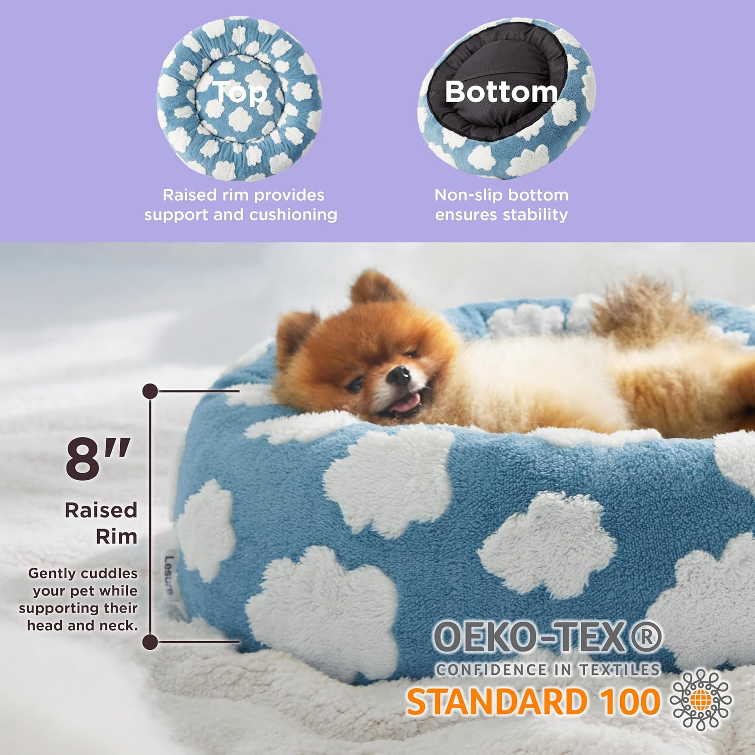 

Lesure Round Small Dog Bed and Rectangle Cute Dog Bed United States