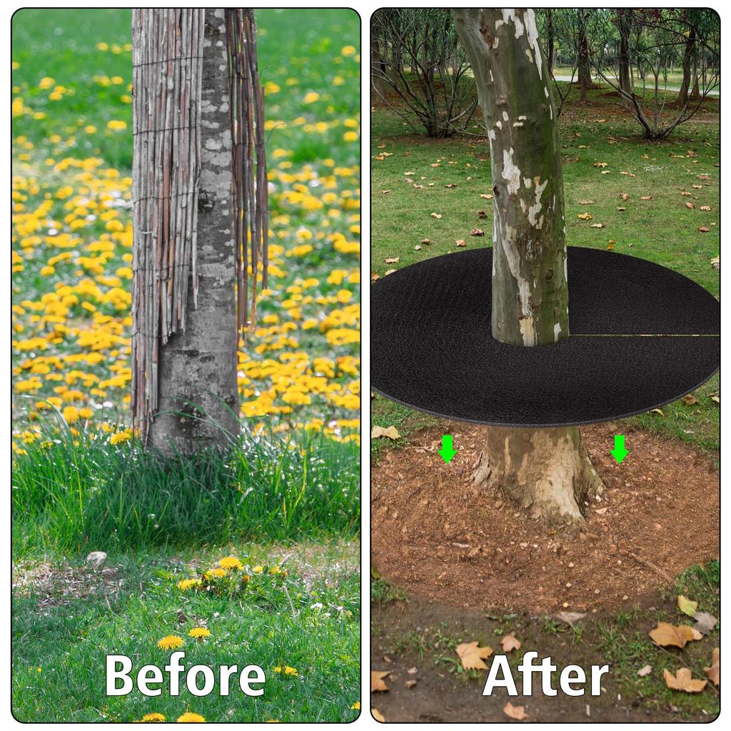 5PCS Weed Mat Non-Woven Tree Mulch Ring Tree Protector Mat Reusable Weed Barrier for Weed Control Root Protectio