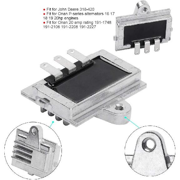 HIFROM Voltage Regulator Rectifier Replacement for Onan P-Series 16 17 18 19 20HP 20 Amp 191-1748 191-2106 191-2208 191-2227 John Deere 318-420