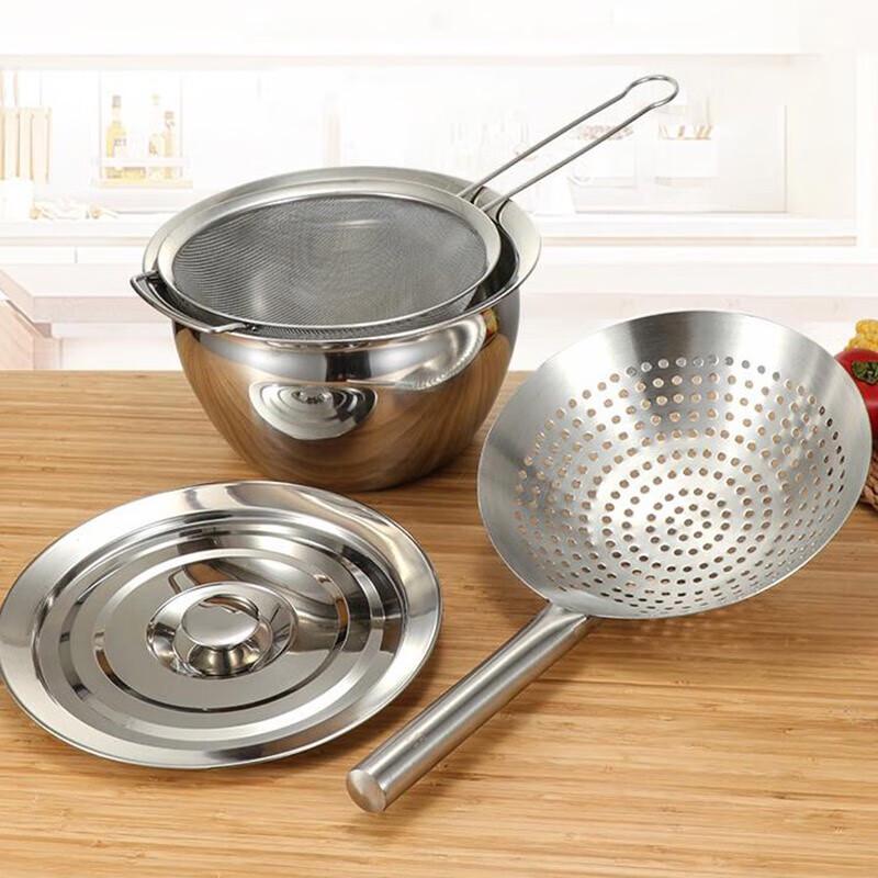 Homeglen Stainless Steel Oil Strainer Pot Set