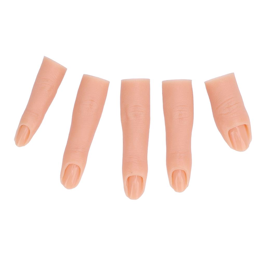 5 Pcs Silicone Nail Training Finger High Elasticity Bendable Joint Thickened Nail Practice Finger Model for Nail Salon