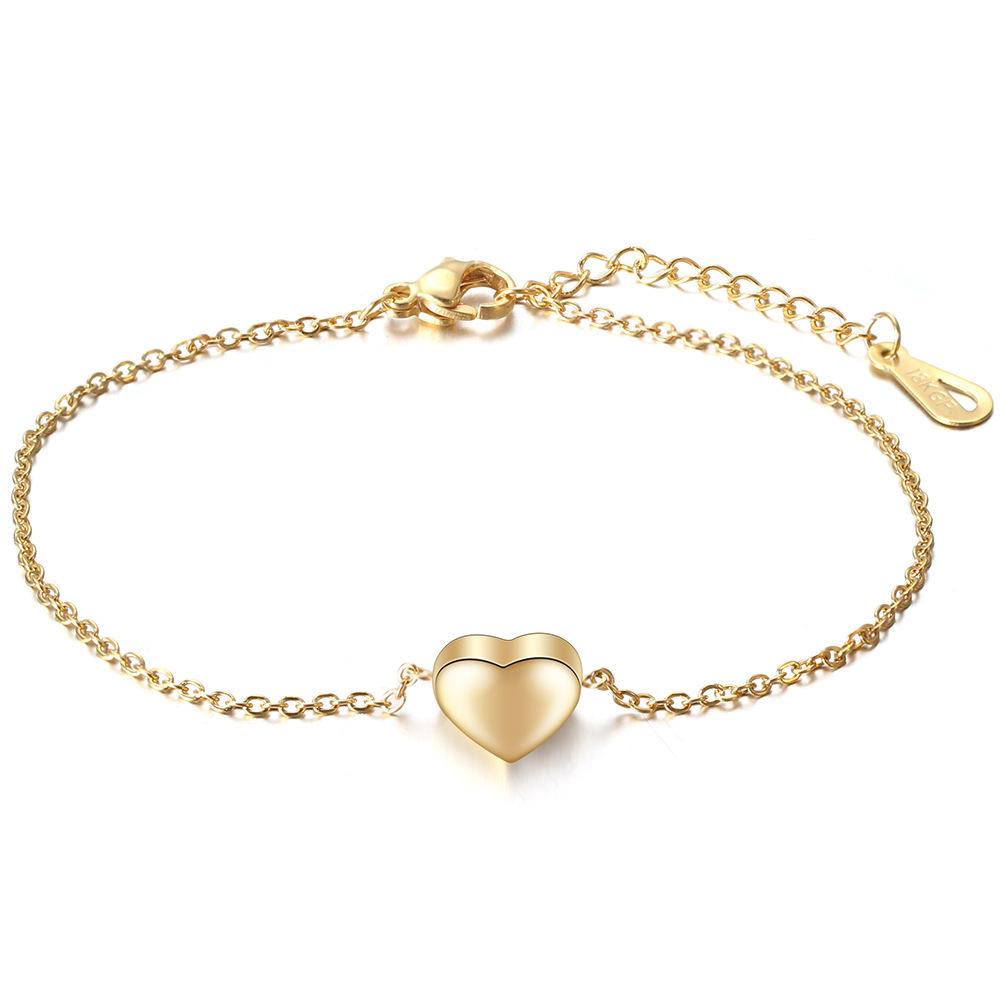 Stainless Steel Heart Pendant Bracelet, Custom Engraving Available for Women
