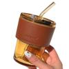 400ml with Lid Water Bottle Double Drinking Mouth with Straw New Creative Transparent Coffee Glass with Straw Coffee Mug Beer