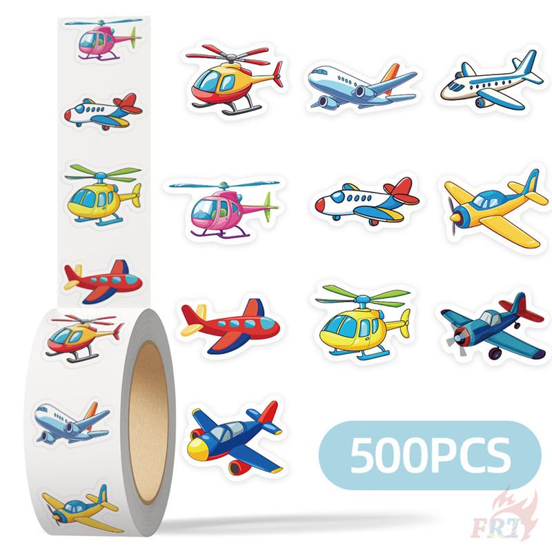 500Pcs/Roll Cartoon Airplanes Kids Rewards Stickers - DIY Scrapbooks Album Decor Sealing Label Decals