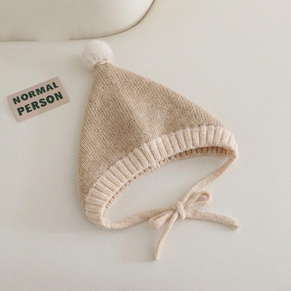 Cute Pompom Knitted Hat Thickened Toddler Beanie Durable Ear Flap Hat Outdoor Play