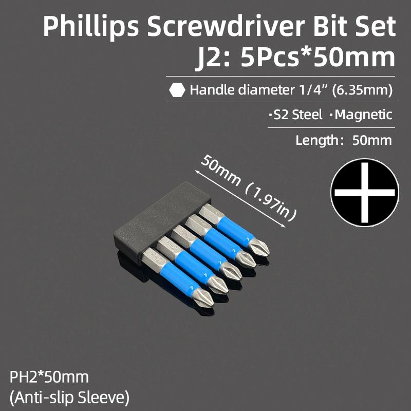 Phillips Screwdrivers Bits Cross Head Magnetic Screwdrivers PH00 PH1 PH2 S2 Hex Shank Hand Tools 50/75/100/150/200/300mm