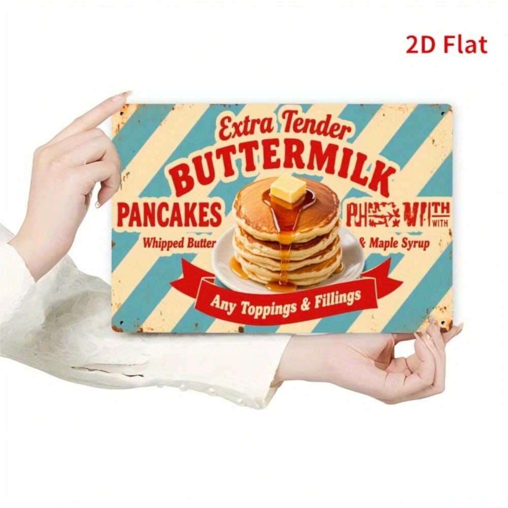 Vintage Metal Sign Buttermilk Pancakes Retro Diner Wall Art x Inch Kitchen Home Cafe Decor