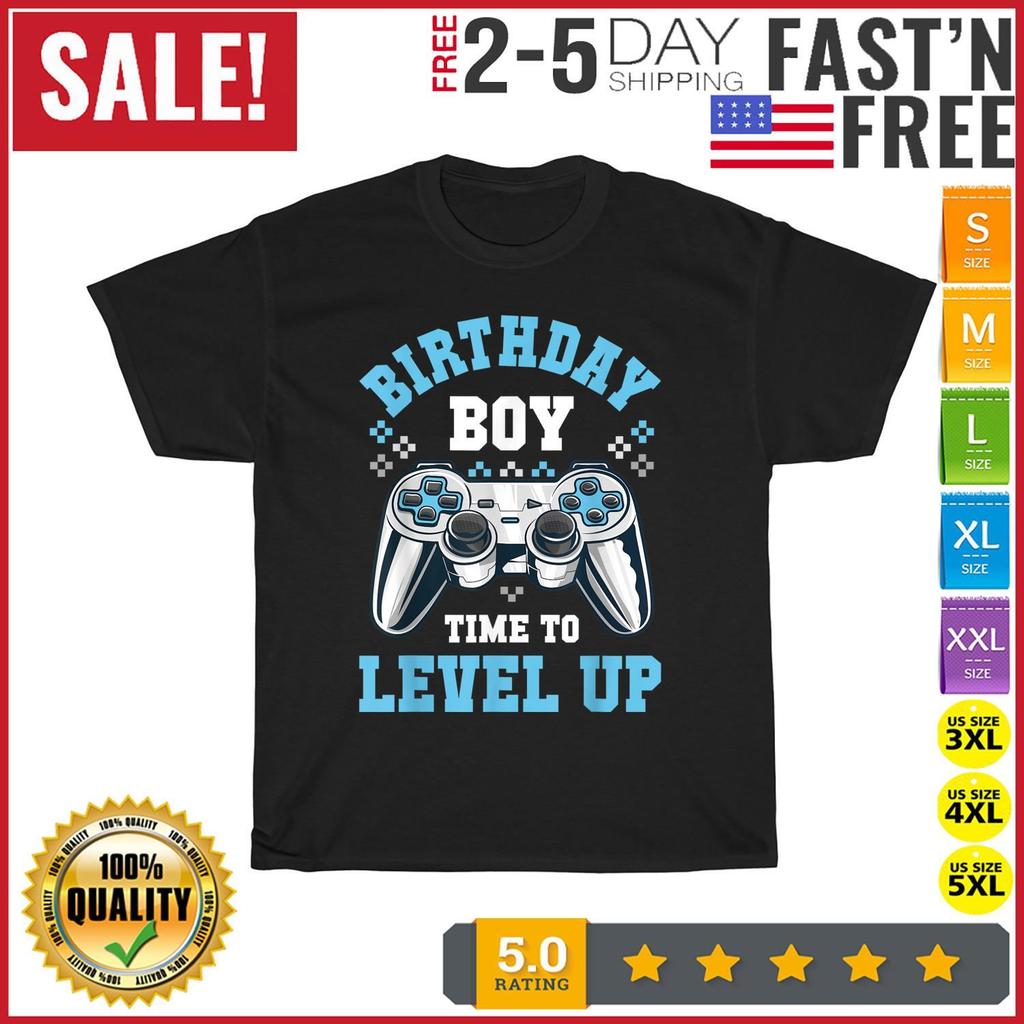 Birthday Boy Time to Level Up Matching Video Gamer Birthday T Shirt Mens Womens Tees Top Men Women