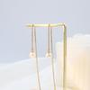 Spot Simple High-End 18K Gold Titanium Steel Earrings Long Titanium Steel Fringed Round Pearl Earrings Women