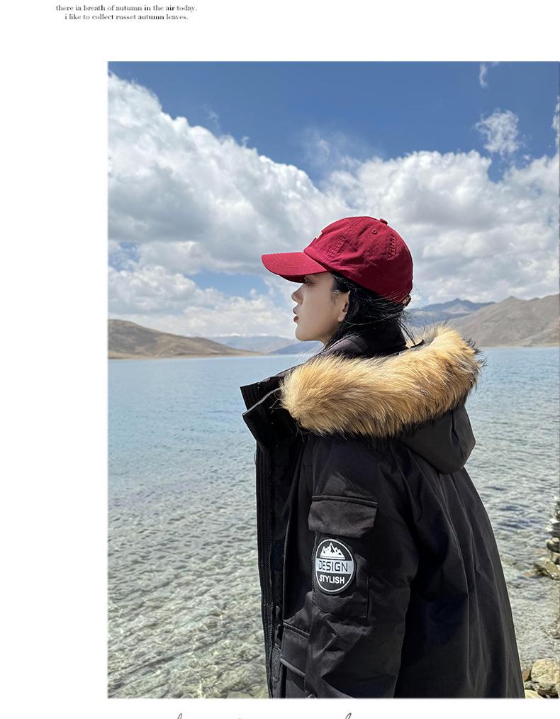 Women's High-End Thickened Winter Parka with Large Fur Collar - Mid-Length Warm Cotton-Padded Coat