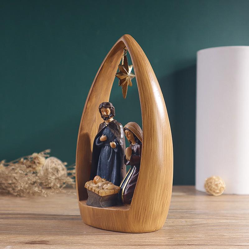 Nativity scene sculpture, home decor for bedrooms, living rooms, studies and entryways, religious art collectible