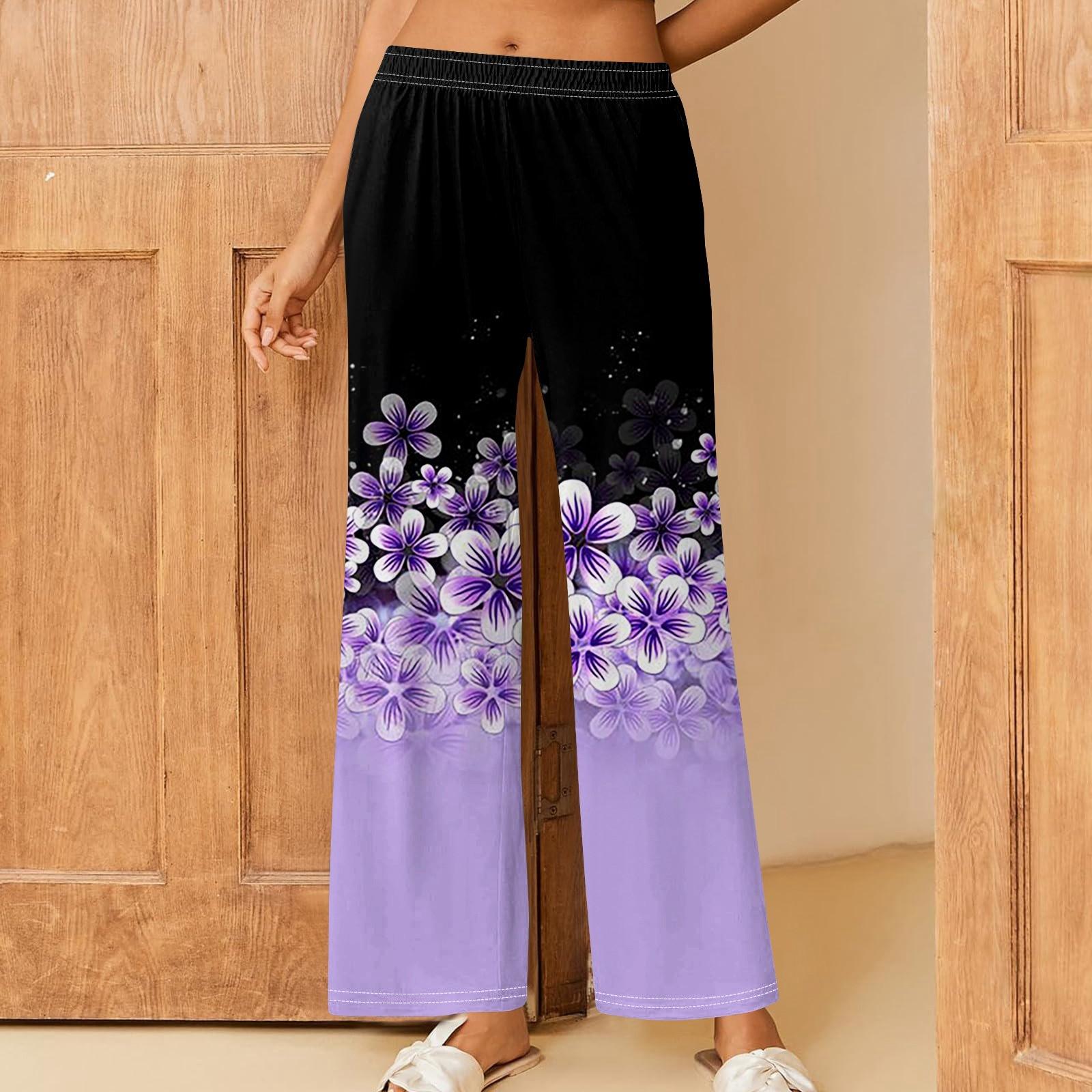 

Женские повседневные брюки прямого кроя с эластичным поясом и принтом XXXL