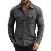 Mens Fleece Jacket Casual Solid Color Collared Single-Breasted Windproof Workwear Young Adults