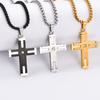 Stainless Steel Cross Pendant with Zircon for Men Woman Silver Gold Black Color Simple Religious Jewelry Gifts