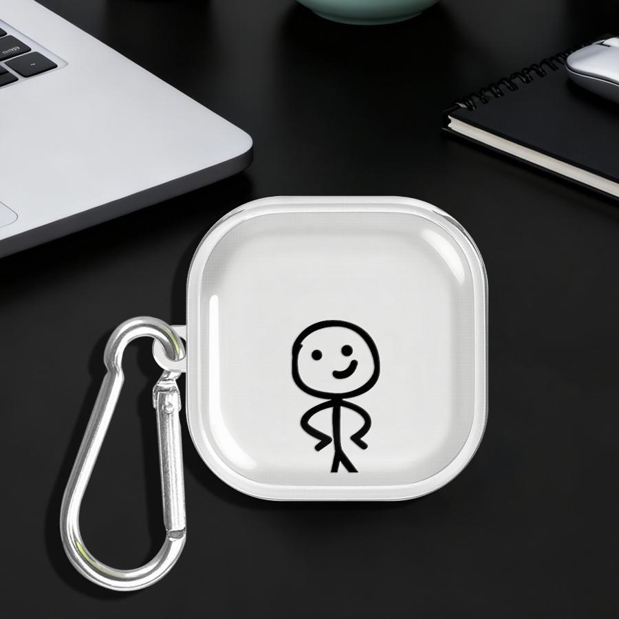 Cute Art Stick Figures Clear Earphone Cases Cover With Hook Case For Samsung Galaxy Buds 3Pro 2 Live 2Pro 3 FE 4Pro 4 Pro