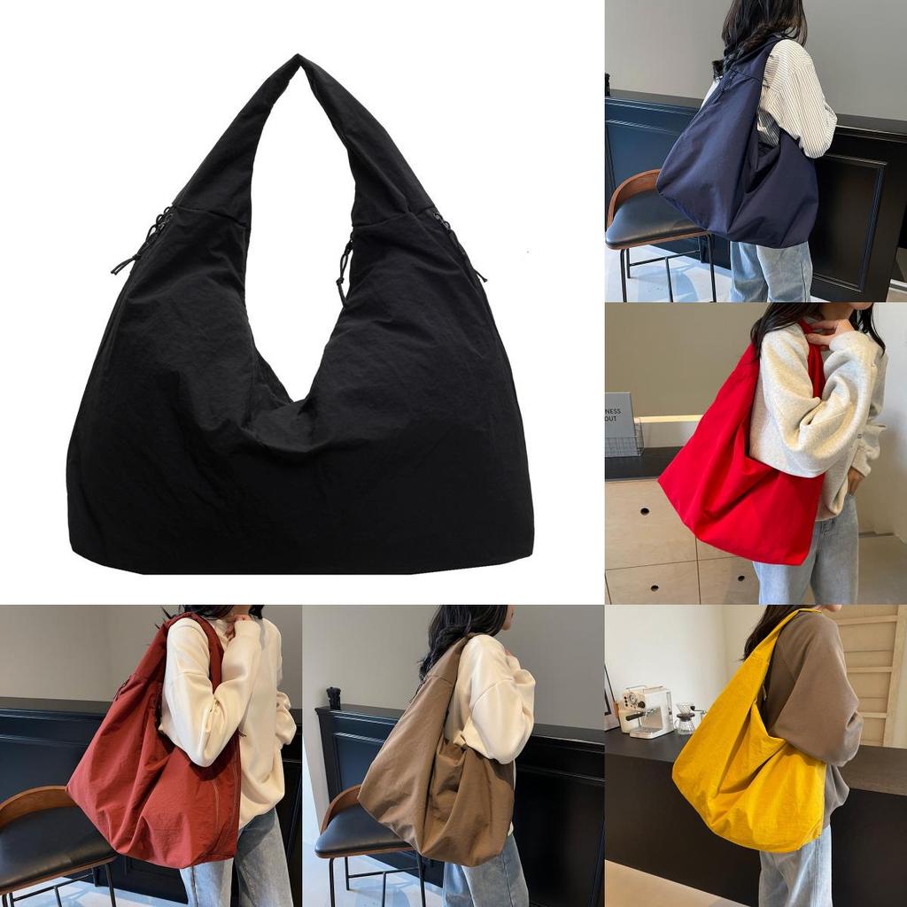 Casual Solid Color Canvas Tote Bag For Women With Large Capacity And Fashionable Stitching For Daily Use