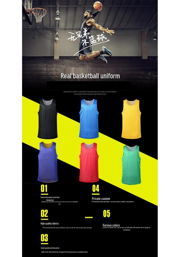 Reversible Mesh Basketball Jersey - Plus Size; Lightweight, Breathable Sports Vest for Training and Competition.