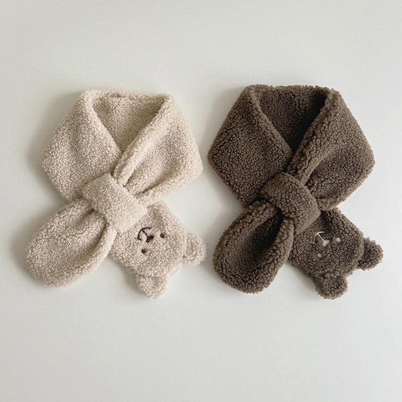 Cute Plush Baby Gloves Bear Embroidered Toddler Mittens Winter Thick Warm Cashmere Kids Full Finger Gloves