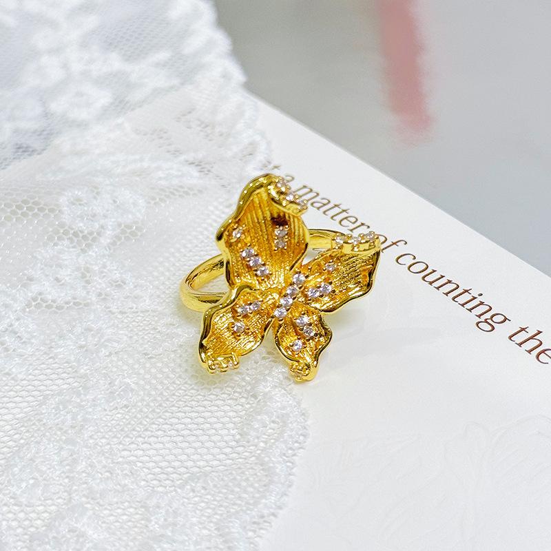 Medieval Vintage Butterfly Series Zir*****Pen Ring Personalized Retro Niche High-End Ring