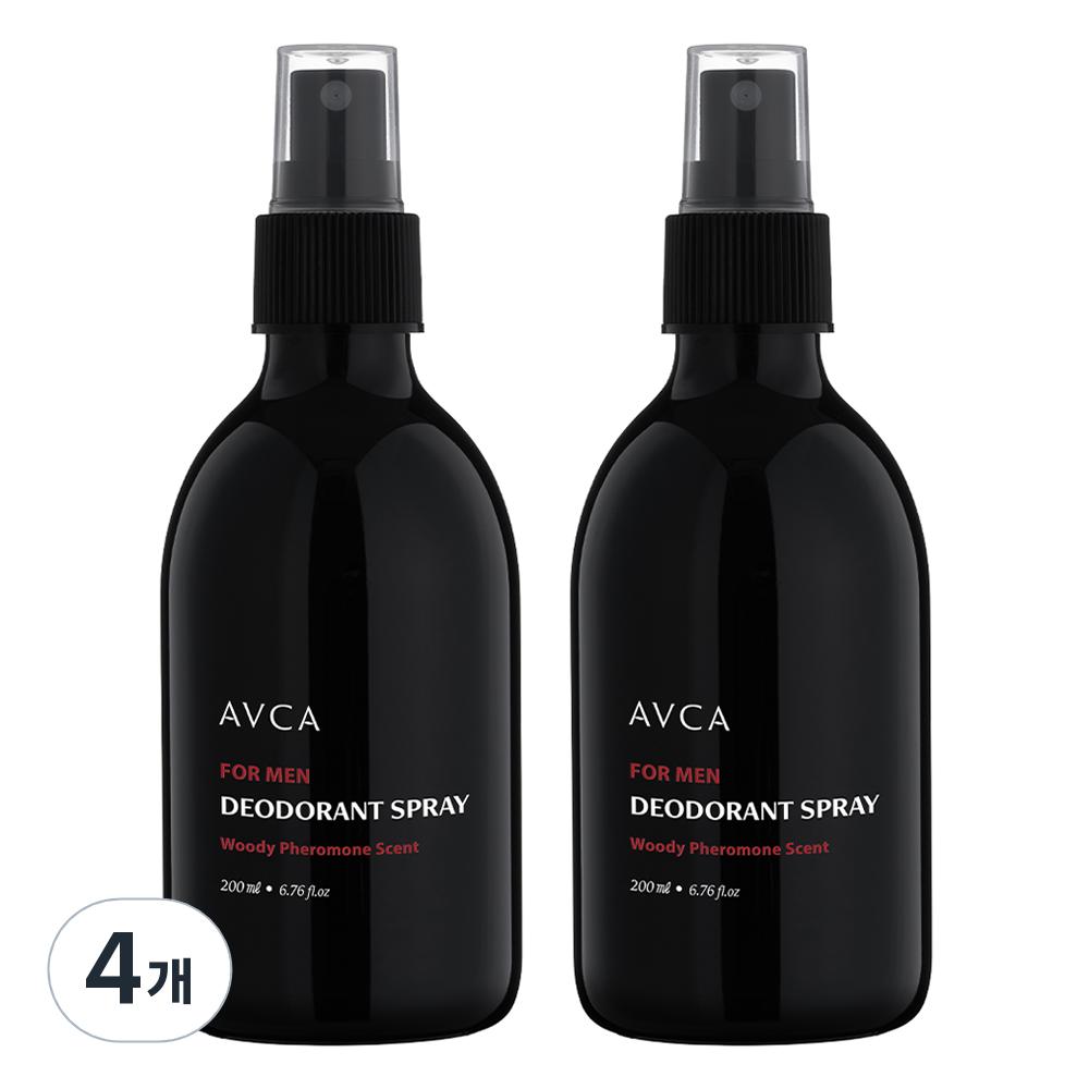 Abka For Men Deodorant Spray Woody Pheromone Scent 200ml 4 Pcs