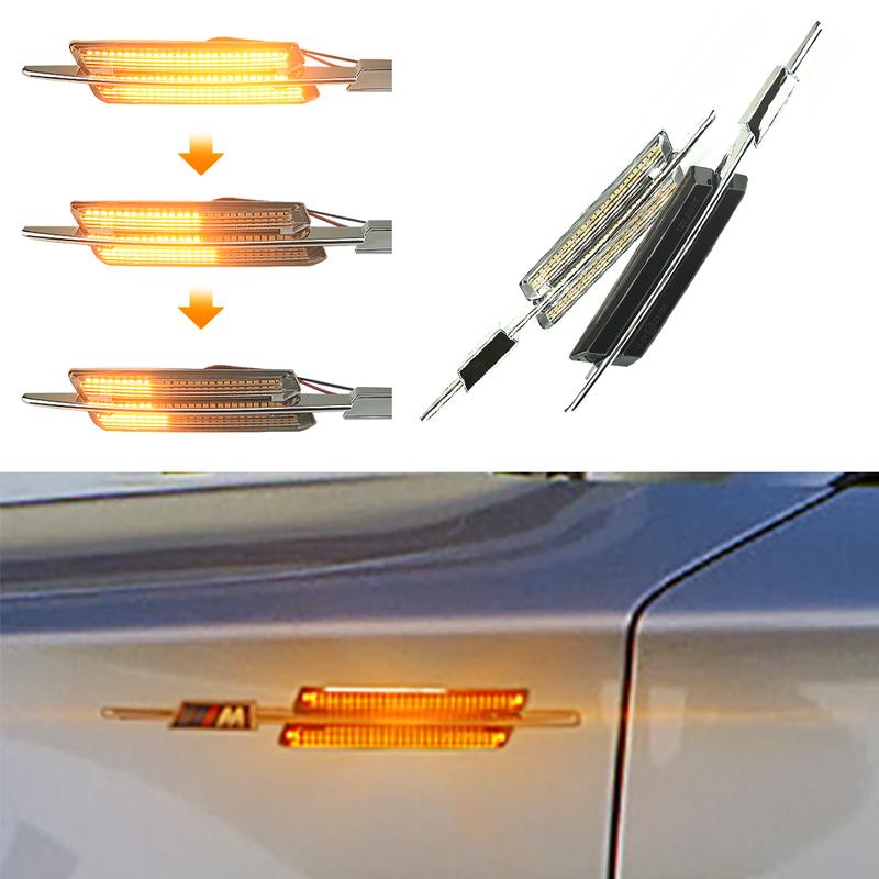 2X LED Dynamic Turn Signal Sequential Indicator Light Superior quality Side Marker  For  BMW E90 E46 E60 E91 E82 E93 E83 X3 X1