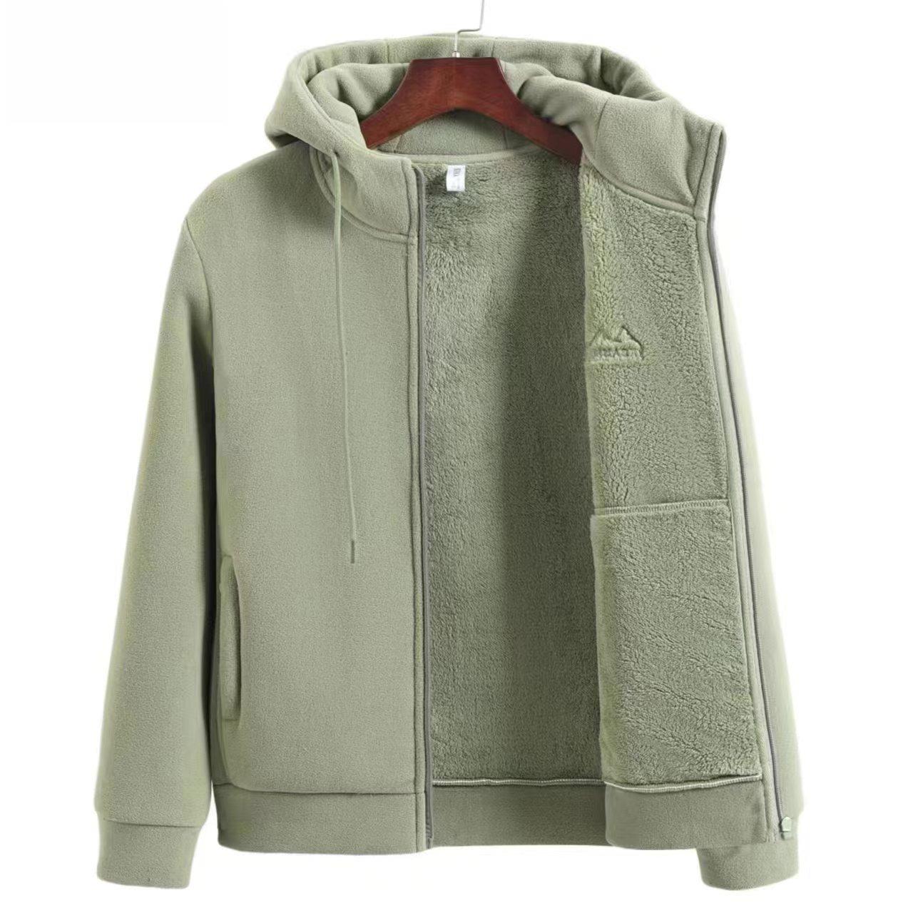 

Женская теплая флисовая куртка с капюшоном, мягкая, с длинным рукавом, на молнии, повседневная спортивная одежда для осени/зимы, флисовая куртка 5XL зелёный