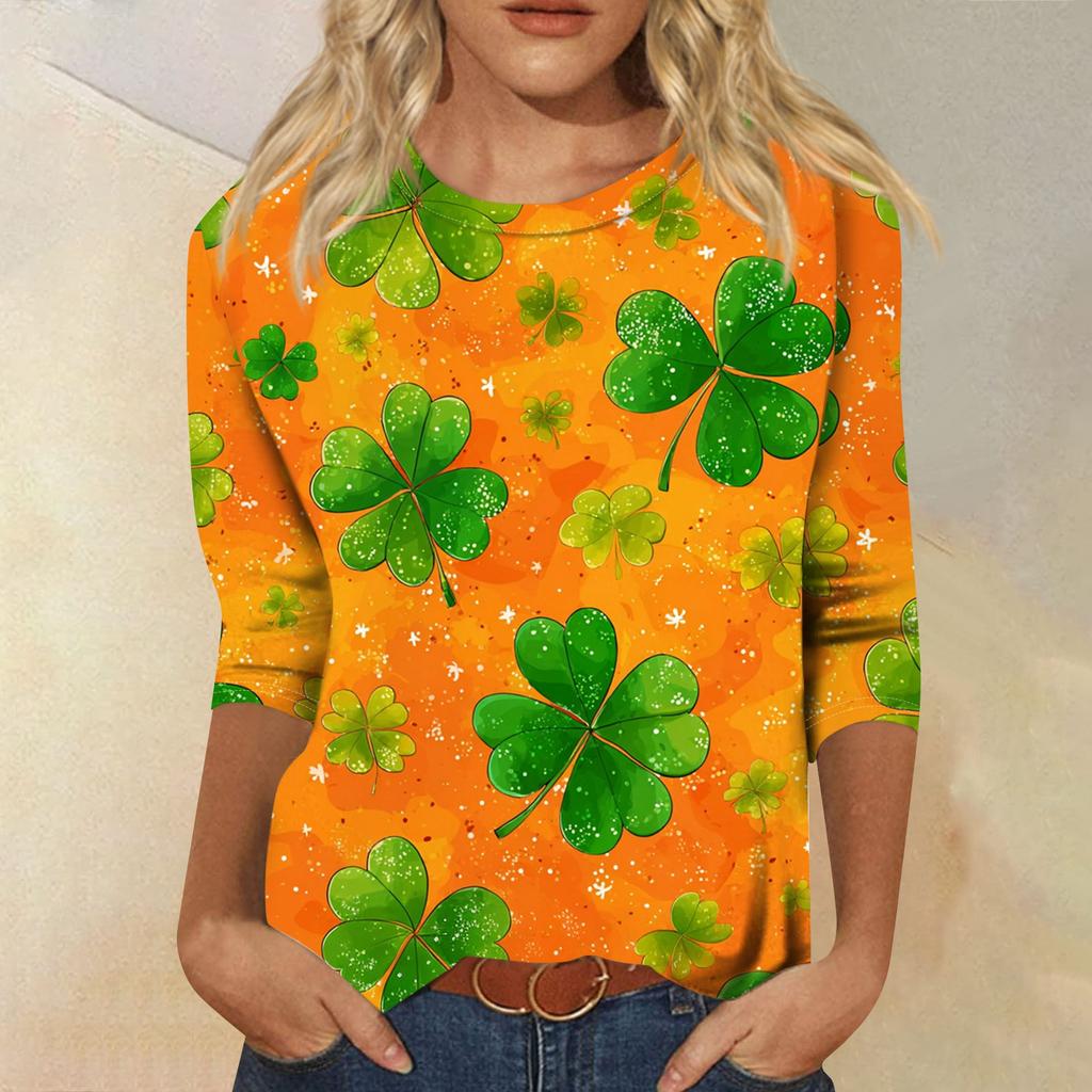 Dámský módní ležérní svetr s kulatým výstřihem a tříčtvrtečním rukávem s potiskem Saint Pao