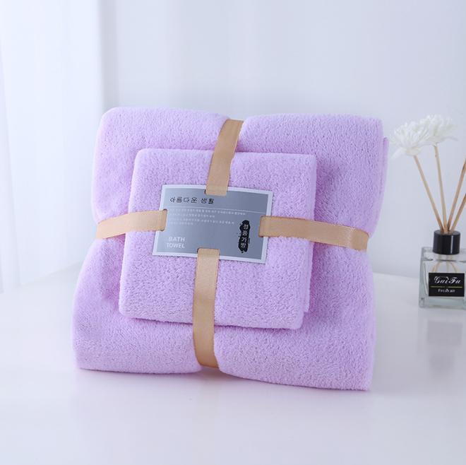 2PCS/Set Large Bath Towels Coral Velvet Bath Towels Lady Wearable Fast Drying Beach Spa Bathrobes Bath Towels Set