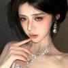 Elegant Waterdrop Diamond Tassel Necklace and Earrings Set for Women