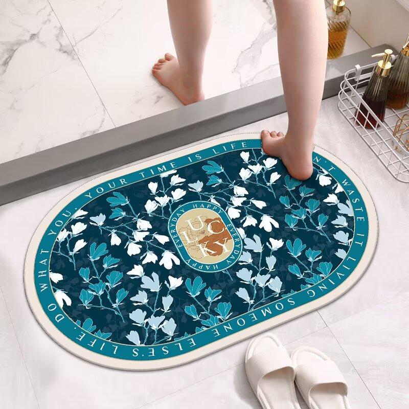 Bathroom Floor Mat, Diatom Mud Absorbent Cushion, Toilet, Toilet Door Non-slip Carpet, Household Quick-drying Floor Mat