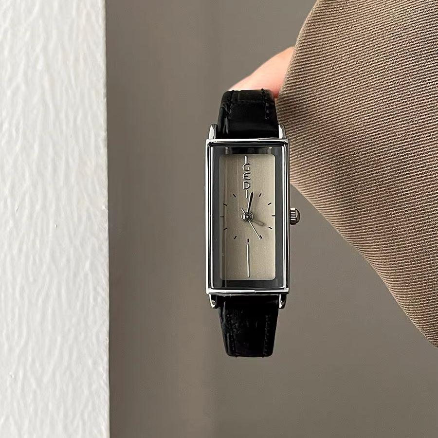 Retro Luxury Watches for Women Rectangle Dial Leather Strap Waterproof Quartz Wristwatch Elegant Office Ladies Dress Clock Gift