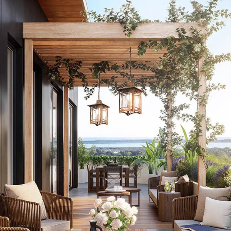 Amerikansk Retro Utendørs Vanntett Pendellampe Nordisk Hage Gårdsplass Lysekrone lamper estetisk romdekor LED-lys