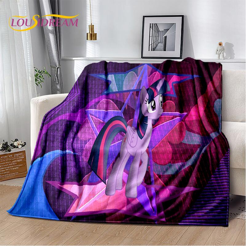 Cute 3D P-Pony Cartoon Unicorn Soft Plush Blanket,Flannel Blanket Throw Blanket for Living Room Bedroom Bed Sofa Picnic Kid Gift
