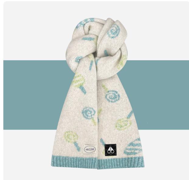Winter Korean Version Thickened Warm Knitted Scarf Female Sweet and Cute Candy Versatile Neck Protection Scarf Student Female Riding