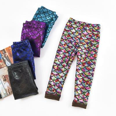 Sügistalvised läikivad kaalupüksid Tüdrukud Pluss Velvet Keep Warm Pant Õhukesed värvilised Merineitsi püksid