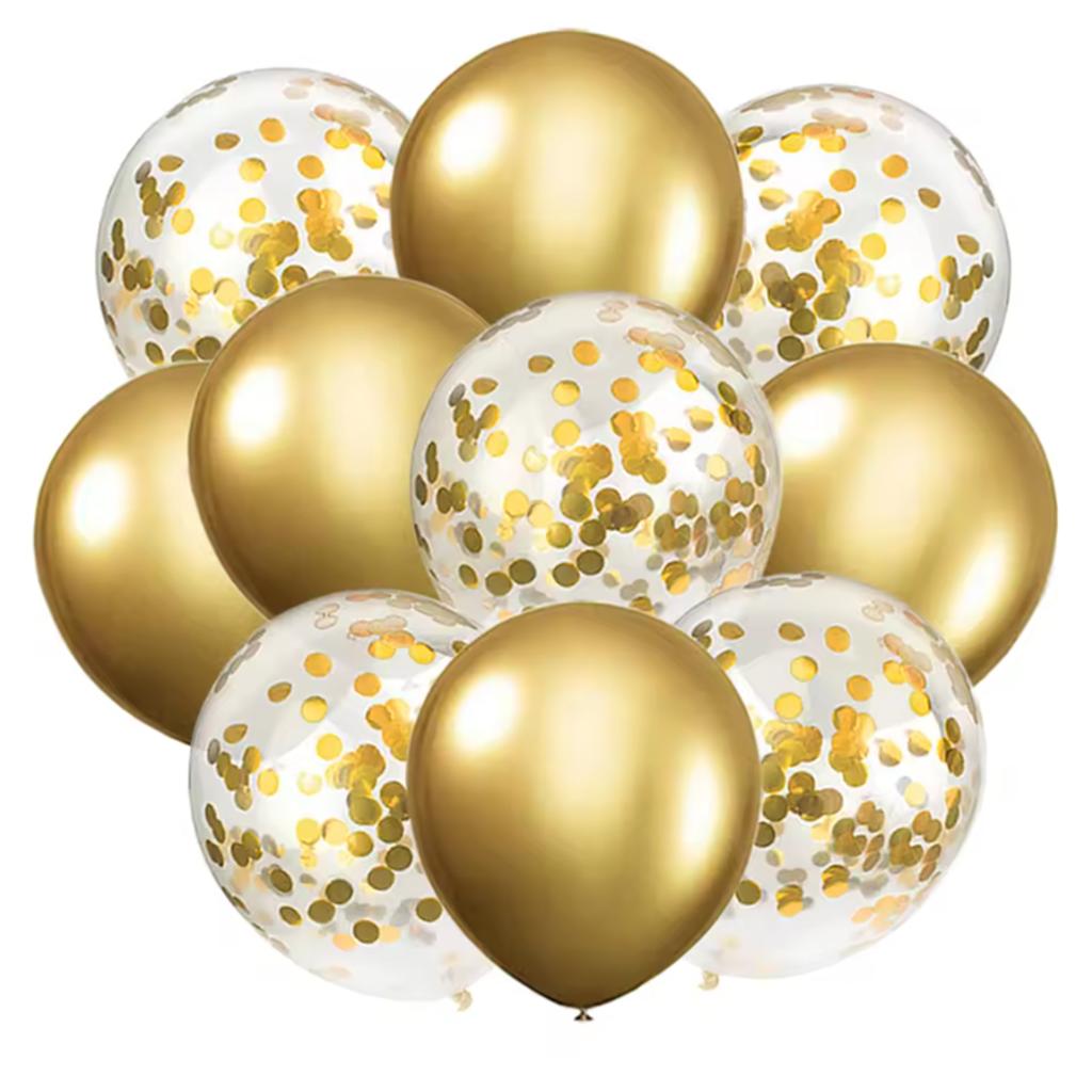 10PCS Gold Silver Metal Latex Confetti Balloons Wedding New year Birthday Party Decorations Matte Globos