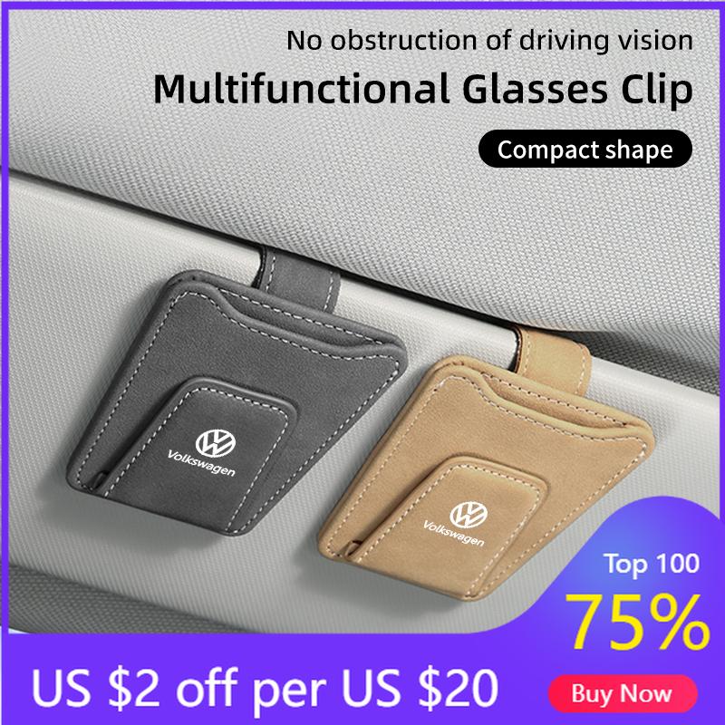 VW GTI GOLF 2026 Hot For VW VOLKSWAGEN Car Sun Visor Glasses Clip Magnetic Card Eyeglasses Storage Organizer For Volkswagen VW G