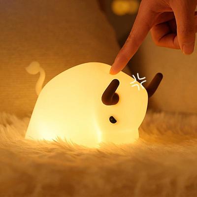 Adjustable Night Light USB Rechargeable Cow Pat Light Cartoon Cute Night Light Multipurpose Table Lamp for Bedroom Living Room