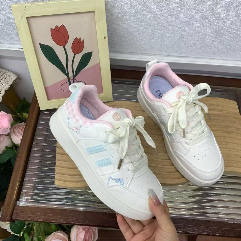 Pink platform white shoes women's breathable autumn new niche design casual student sports shoes