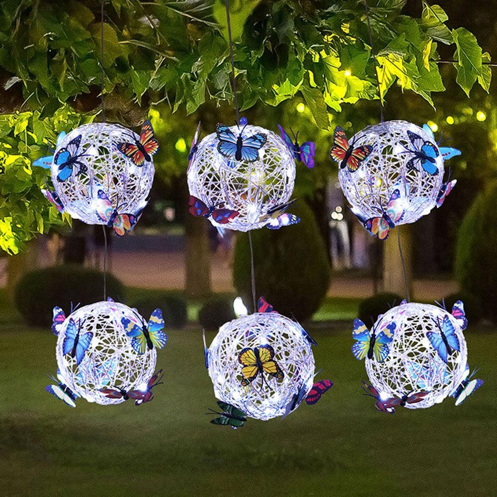 Colorful Butterfly Solar Hanging Light Solar-Powered LED Hanging Light  Night Lighting