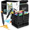 Alcohol Markers 80 Double-sided Felt-tip Pens, Dual Tip, Professional Artistic Drawing Set