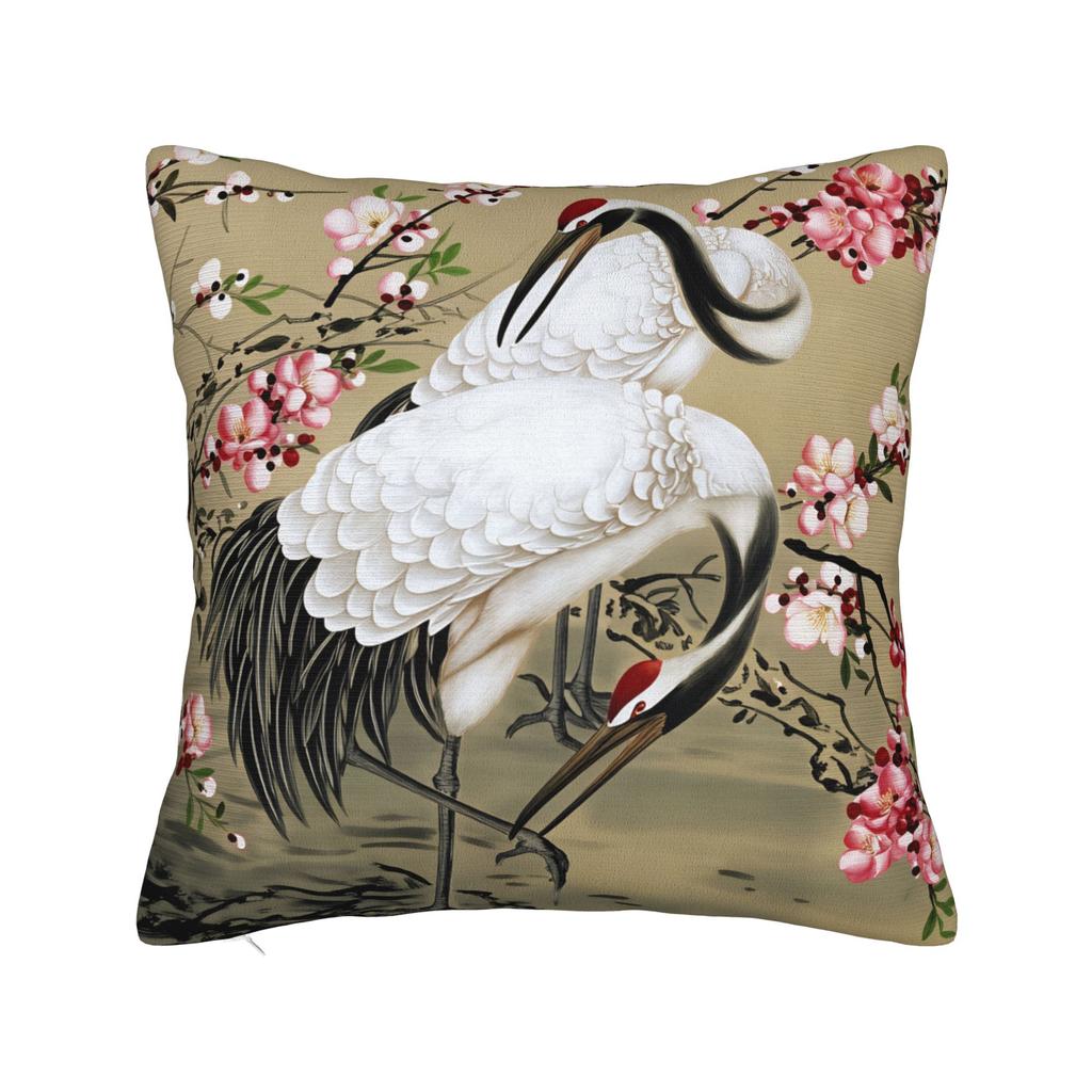 Chinese Style Crane Pillow Case Print Pillow Cover Funny Pillowcases For Sofa Car Home Decor