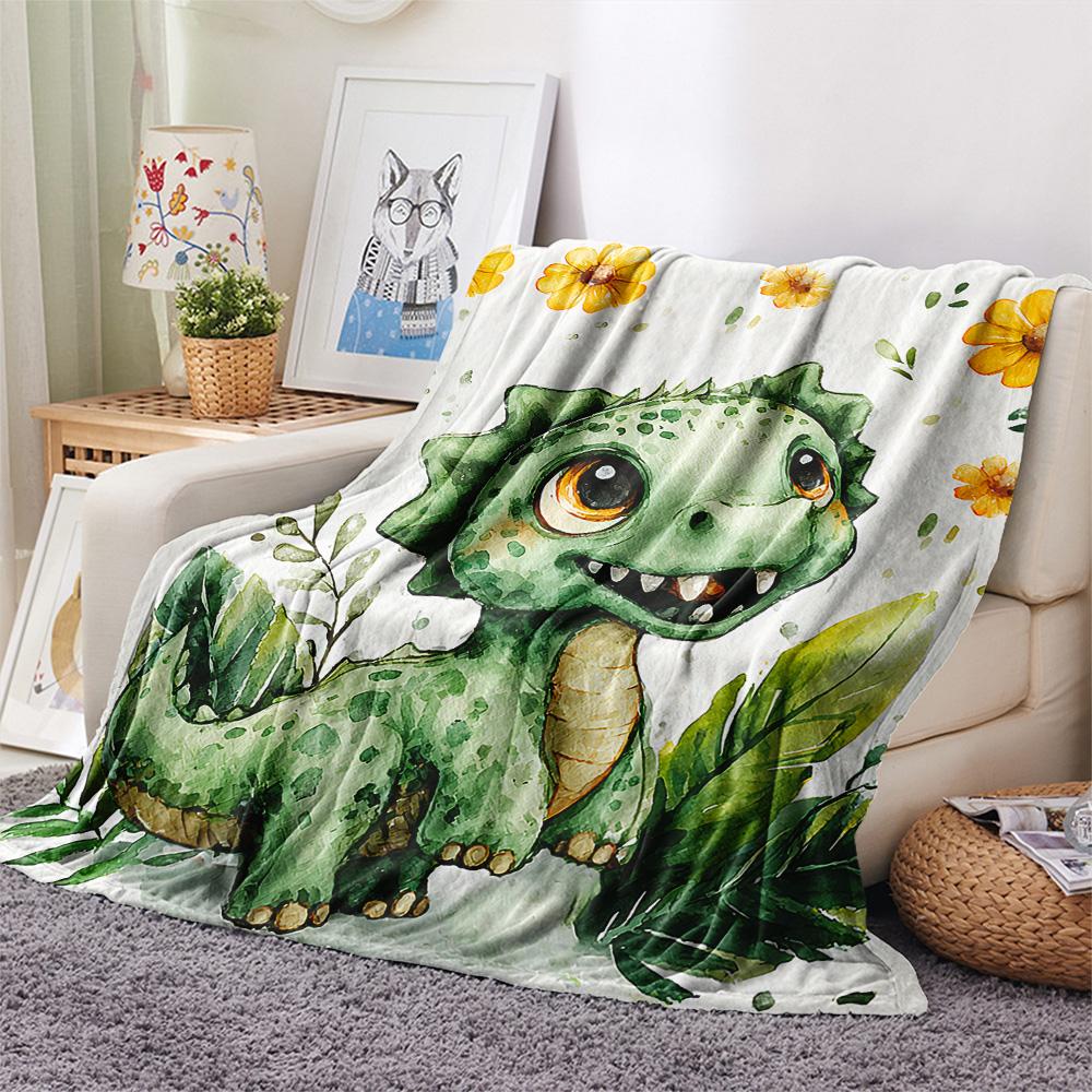 Dinosaur Print Flannel Blanket, High quality Comfortable for All Seasons, Home Decor, Warmth and Comfort, Perfect for Christmas Gifts