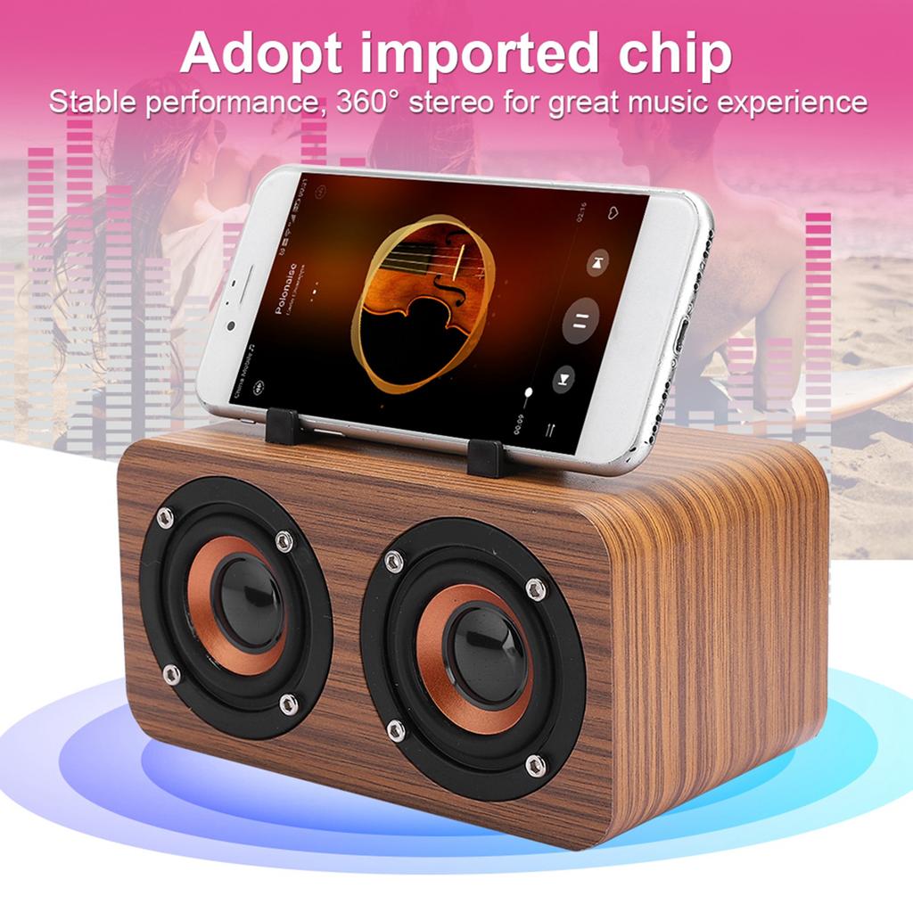 Retro Wooden Wireless Bluetooth Speaker Portable Music Player for Mobile Phone PCWood grain