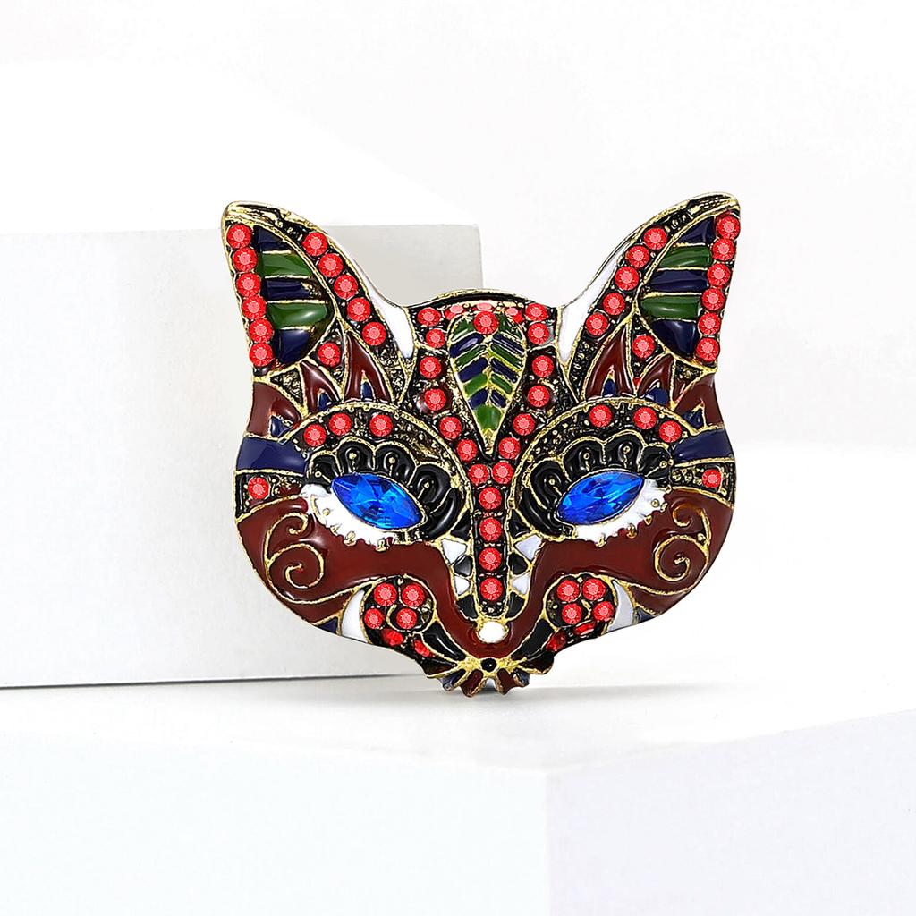 Cute Alloy Rhinestone Fox Mask Brooch Fashion High-End Men'S And Women'S Suits Cardigan Corsage Jewelry Pin