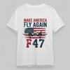 Women's Plus Size Soft Breathable Classic T-Shirt Airplane and Flag Graphic Tee