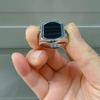 New European and American Vintage Carved Totem Pattern Wide Edge Square Zircon Men's Ring